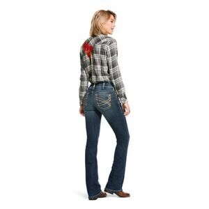 ARIAT REAL Denim Mid Rise Straight Leg Bootcut Thick Stitch Dark Wash Jeans 32r